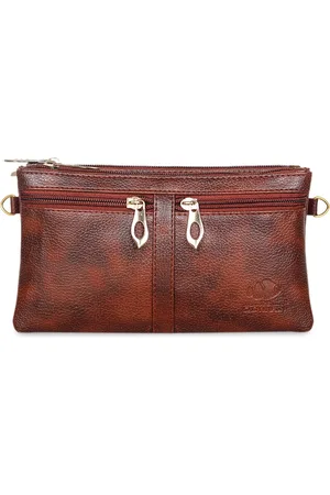 THE CLOWNFISH Tiffany Tan Leather Triple Layered Structured Sling Bag