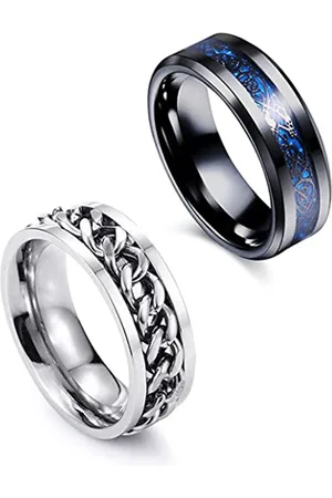 Meenaz Unisex Set Of 2 Silver-Plated Finger Rings