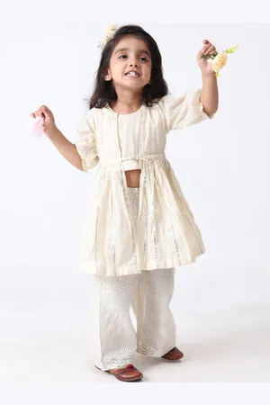 Jilmil Girls Striped Top with Palazzos & Jacket