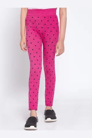 KLOTTHE Girls Pink & Black Printed Slim-Fit Ankle-Length Treggings