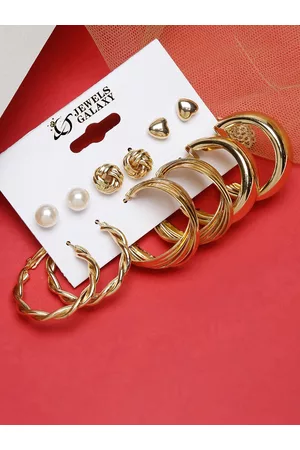 Jewels Galaxy Set Of 6 Gold-Plated Stud And Hoop Earrings