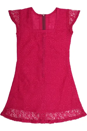 Kids On Board Girls Magenta Self Design A-Line Dress