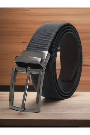 CRUSSET Men Textured Leather Reversible Formal Belt