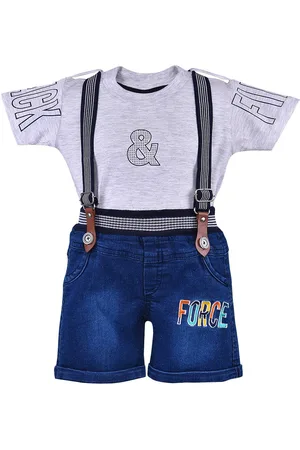 Wish Karo Infants Boys Printed T-shirt With Shorts & Suspenders