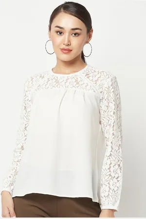 Crimsoune Club Floral Lace Cuff Sleeves Top
