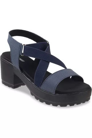 Metro Woven Design Open Toe Block Heels