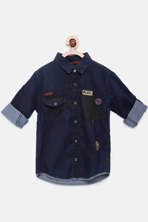 TALES & STORIES Boys Blue Regular Fit Solid Casual Shirt
