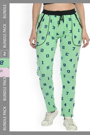 IndiWeaves Women Pack Of 2 Printed Cotton Slim Fit Trousers