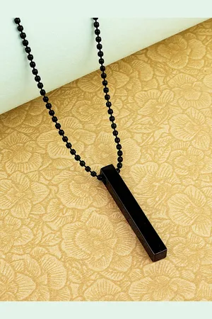 Meenaz Men Silver-Plated Bar-Shaped Pendant With Chain