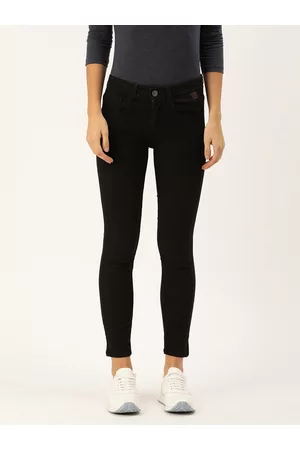 Campus Women Black Slim Fit Mid-Rise Clean Look Jeans