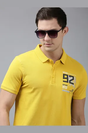 SPYKAR Men Brand Logo Printed Polo Collar Pure Cotton Slim Fit T-shirt