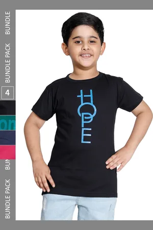 IndiWeaves Boys Pack Of 4 Typography Printed T-shirt