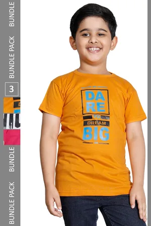 IndiWeaves Boys Pack Of 3 Typography Printed T-shirt
