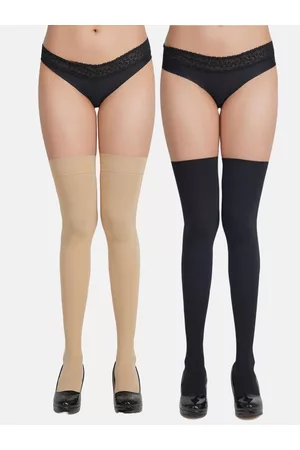 Next2Skin Women Pack of 2 Opaque Thigh High Stockings