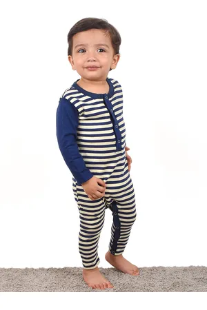 Moms Home Infants Striped Organic Cotton Rompers