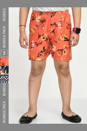 IndiWeaves Girls Pack of 3 Printed High-Rise Shorts