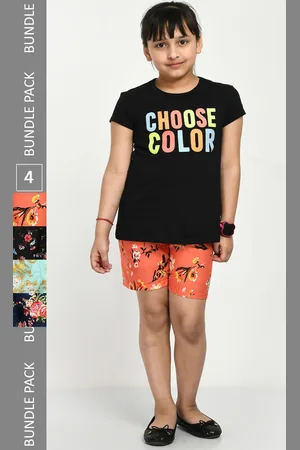 IndiWeaves Girls Pack Of 4 Floral Printed High-Rise Shorts