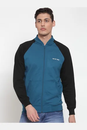 Kalt Men Teal Blue Solid Bomber Jacket