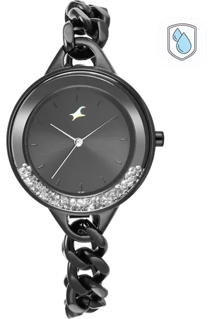 Fastrack Women Black Dial & Stainless Steel Bracelet Straps Analogue Watch 68026NM01