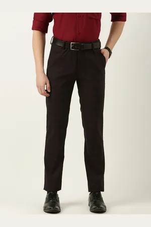 Peter England Men Checked Slim Fit Trousers