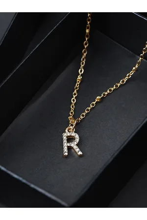 Accessorize Initial R Sparkle Crystal Studded Chain Necklace