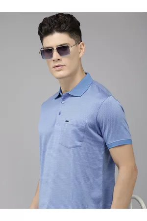 Park Avenue Men Checked Polo Collar Pure Cotton Slim Fit T-shirt