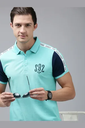 SPYKAR Men Colourblocked Polo Collar Pure Cotton Slim Fit T-shirt