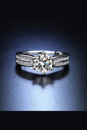 Jewels Galaxy Silver-Plated & AD-Studded Adjustable Finger Ring