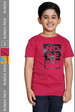 IndiWeaves Boys Pack Of 2 Typography Printed T-shirt