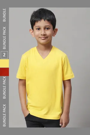 Friskers Boys Pack Of 2 V-Neck Pure Cotton T-shirts