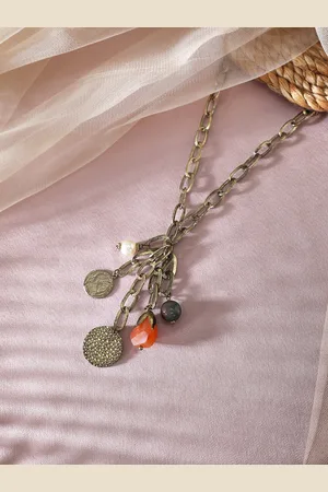 Rubans Women Gold Plated Interlinked Beads Pendant Necklace