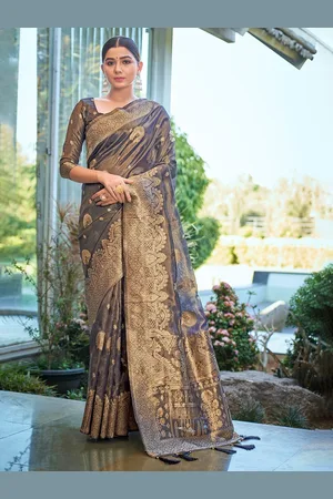 MONJOLIKA FASHION Ethnic Motifs Woven Design Zari Bomkai silk Saree