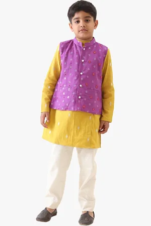 Jilmil Boys Ethnic Motifs Woven Design Regular Cotton Kurta & Pyjamas with Nehru Jacket