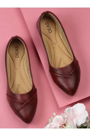 DEAS Textured Leather Pointed Toe Ballerinas