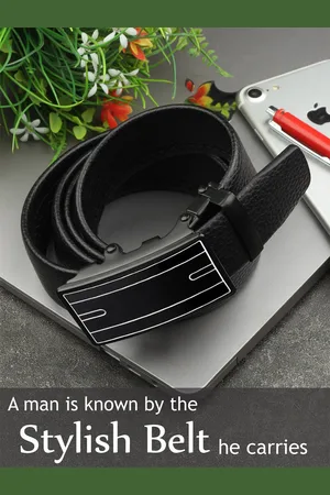 Mast & Harbour Men Black Textured Slim Belt
