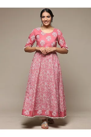 Biba Floral Printed Anarkali Cotton Kurta