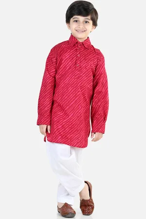 BownBee Boys Leheriya Printed Regular Pure Cotton Pathani Set