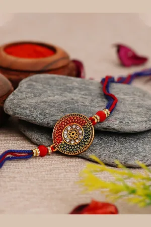 eCraftIndia Designer Rakhi and Roli Chawal Pack