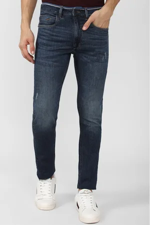 Peter England Men Slim Fit Low Distress Light Fade Jeans