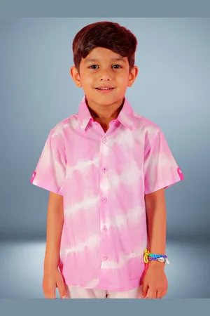 LIL DRAMA Boys Standard Fit Tie And Dyed Opaque Casual Cotton Shirt