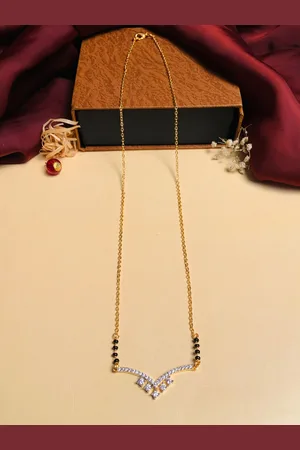 ABDESIGNS Gold-Plated AD-Studded & Beaded Mangalsutra