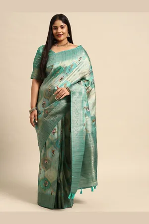 Sztori Floral Zari Silk Cotton Banarasi Saree