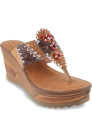 Catwalk Textured Embellished Leather Open Toe Wedges