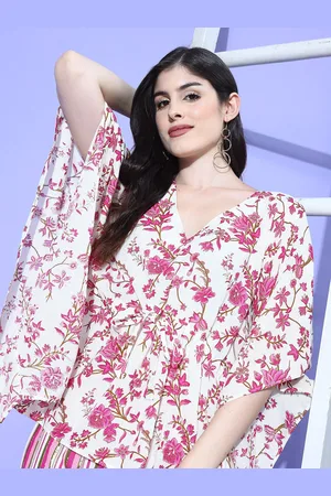 all about you Women Printed Pure Cotton Top With Palazzos
