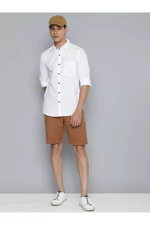 HARVARD Men White Solid Pure Cotton Casual Shirt