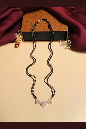 ABDESIGNS Gold-Plated AD-Studded & Beaded Mangalsutra