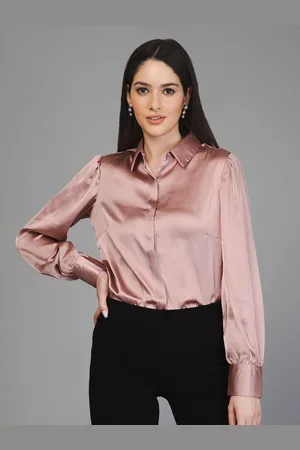 Buy PURYS Women Beige & Pink Semi Transparent Floral Printed Shirt