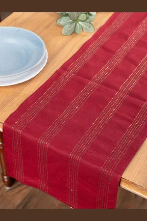 ArtEastri Maroon Embroidered Pure Cotton Runner