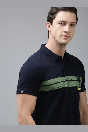 SPYKAR Men Striped Polo Collar Pure Cotton Slim Fit T-shirt