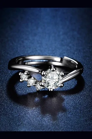Jewels Galaxy Silver-Plated AD Studded Contemporary Anti Tarnish Adjustable Finger Ring